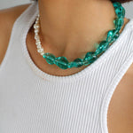 Blue Glazed Pearl Necklace - Gembea Jewelry