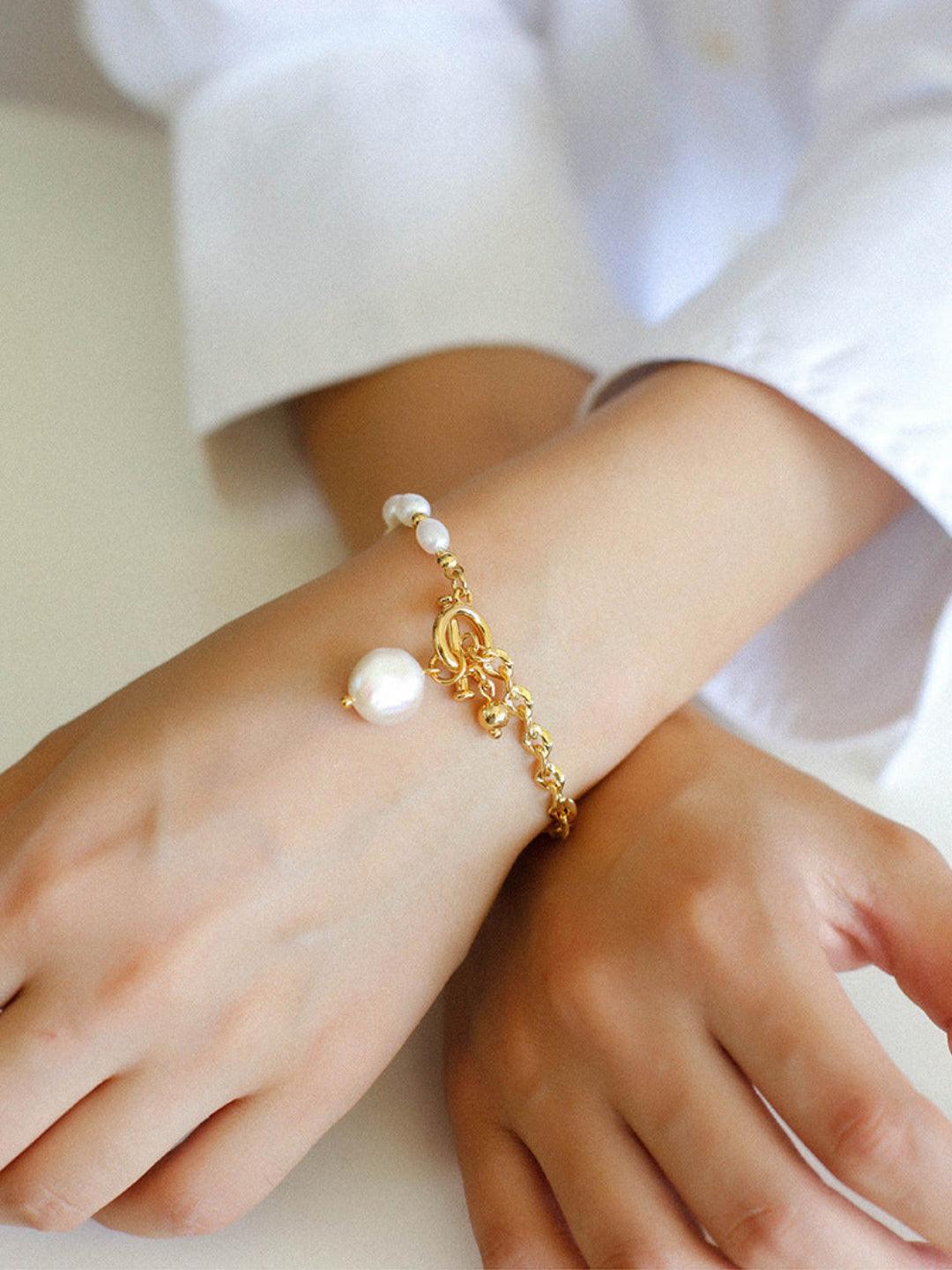 Y-shape Spliced Chain Pearl Bracelet - Gembea Jewelry