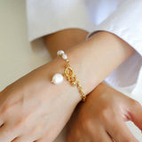 Y-shape Spliced Chain Pearl Bracelet - Gembea Jewelry