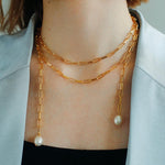 Overlay Natural Pearl Pendant Necklace - Gembea Jewelry