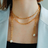 Overlay Natural Pearl Pendant Necklace - Gembea Jewelry