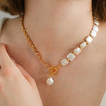 Natural Freshwater Square Pearl Chain Necklace - Gembea Jewelry