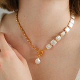 Natural Freshwater Square Pearl Chain Necklace - Gembea Jewelry