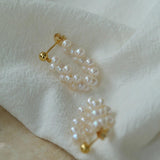 Hand-woven Freshwater Pearl Hoop Earring - Gembea Jewelry