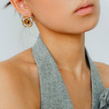 Tiger Eye Gemstone Camellia Earrings - Gembea Jewelry