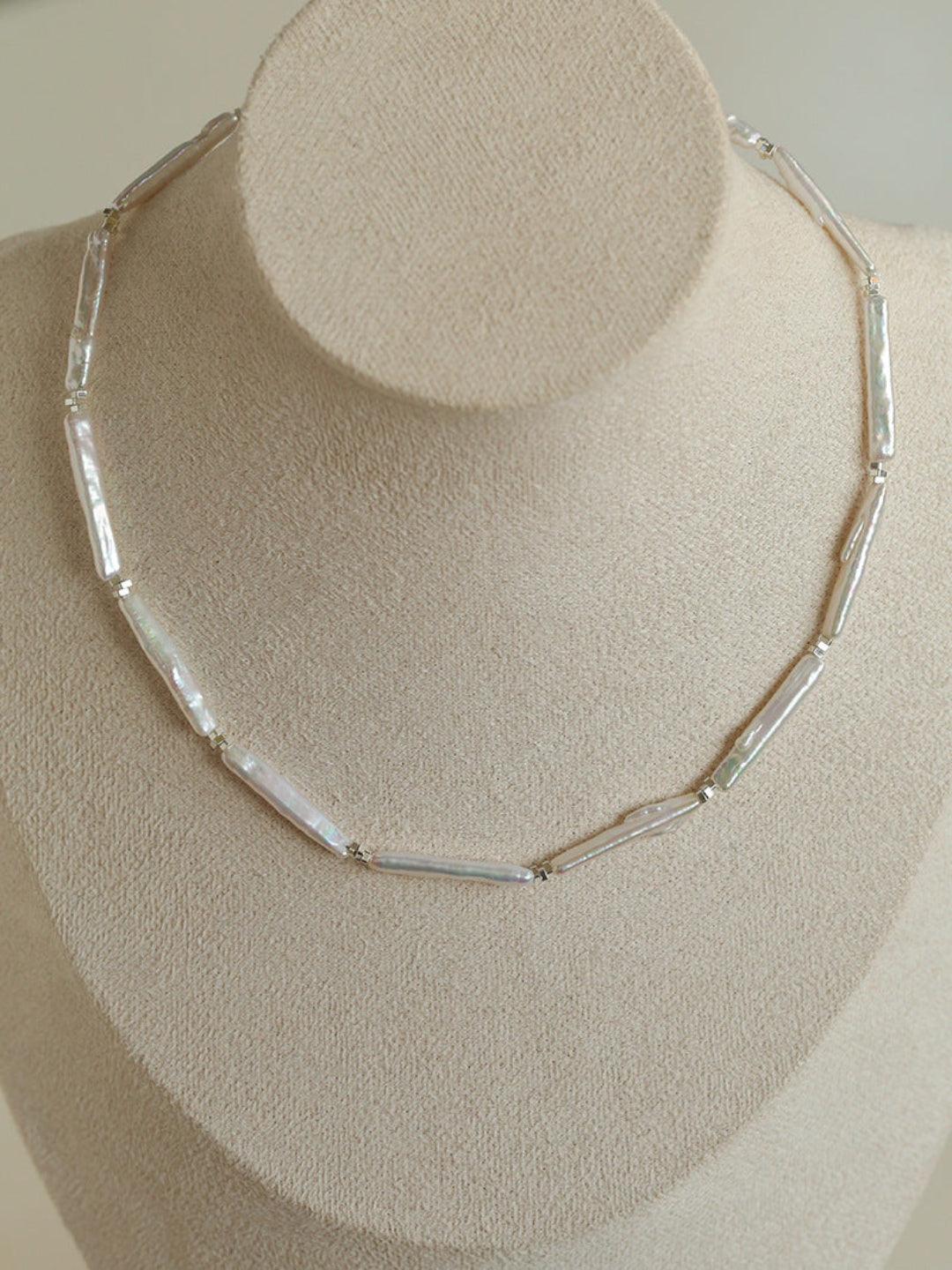 Spring Heartbeat Toothpick Pearl Necklace - Gembea Jewelry