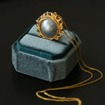 Hollow Seawater Mabe Pearl Pendant Necklace - Gembea Jewelry