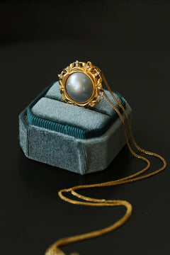 Hollow Seawater Mabe Pearl Pendant Necklace - Gembea Jewelry