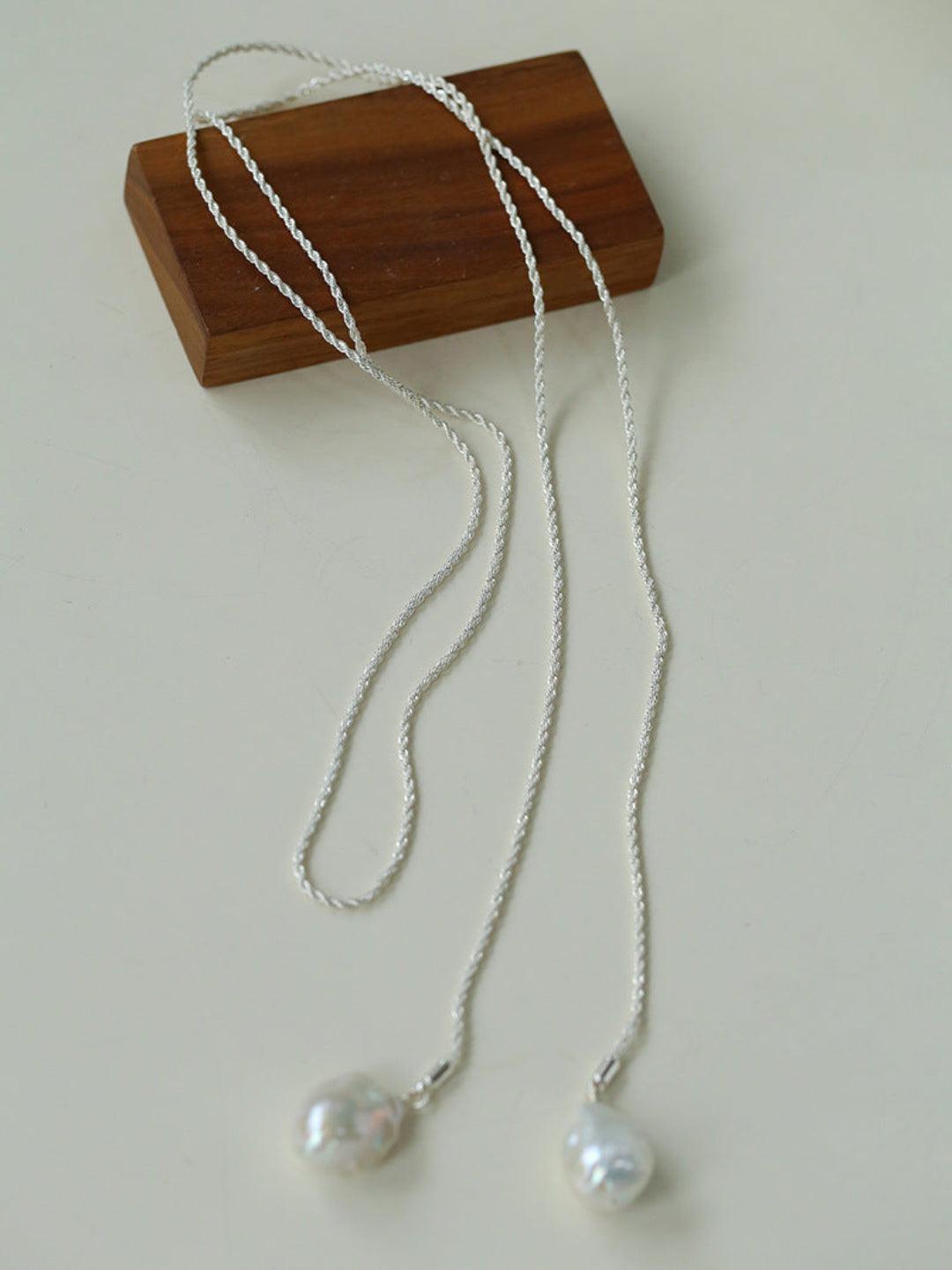 Twist Chain Baroque Pearl Necklace - Gembea Jewelry