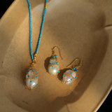 Spring Heartbeat Blue Turquoise Baroque Necklace - Gembea Jewelry