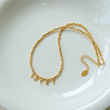 Laser Bead Lucky Letter Necklace-Gembea Jewelry