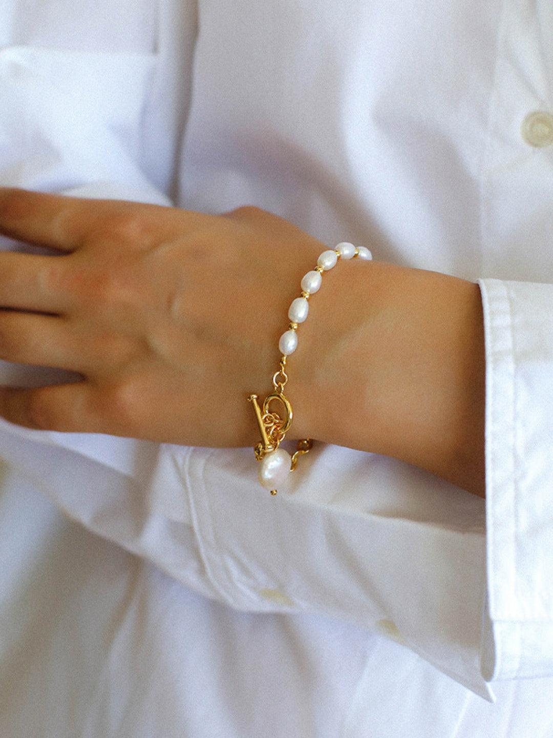 Y-shape Spliced Chain Pearl Bracelet - Gembea Jewelry
