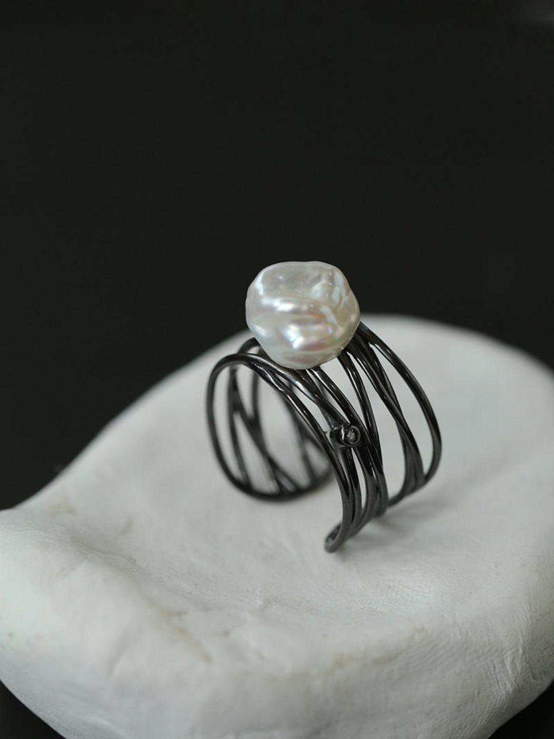 Multilayer Sterling Silver Pearl Ring - Gembea Jewelry