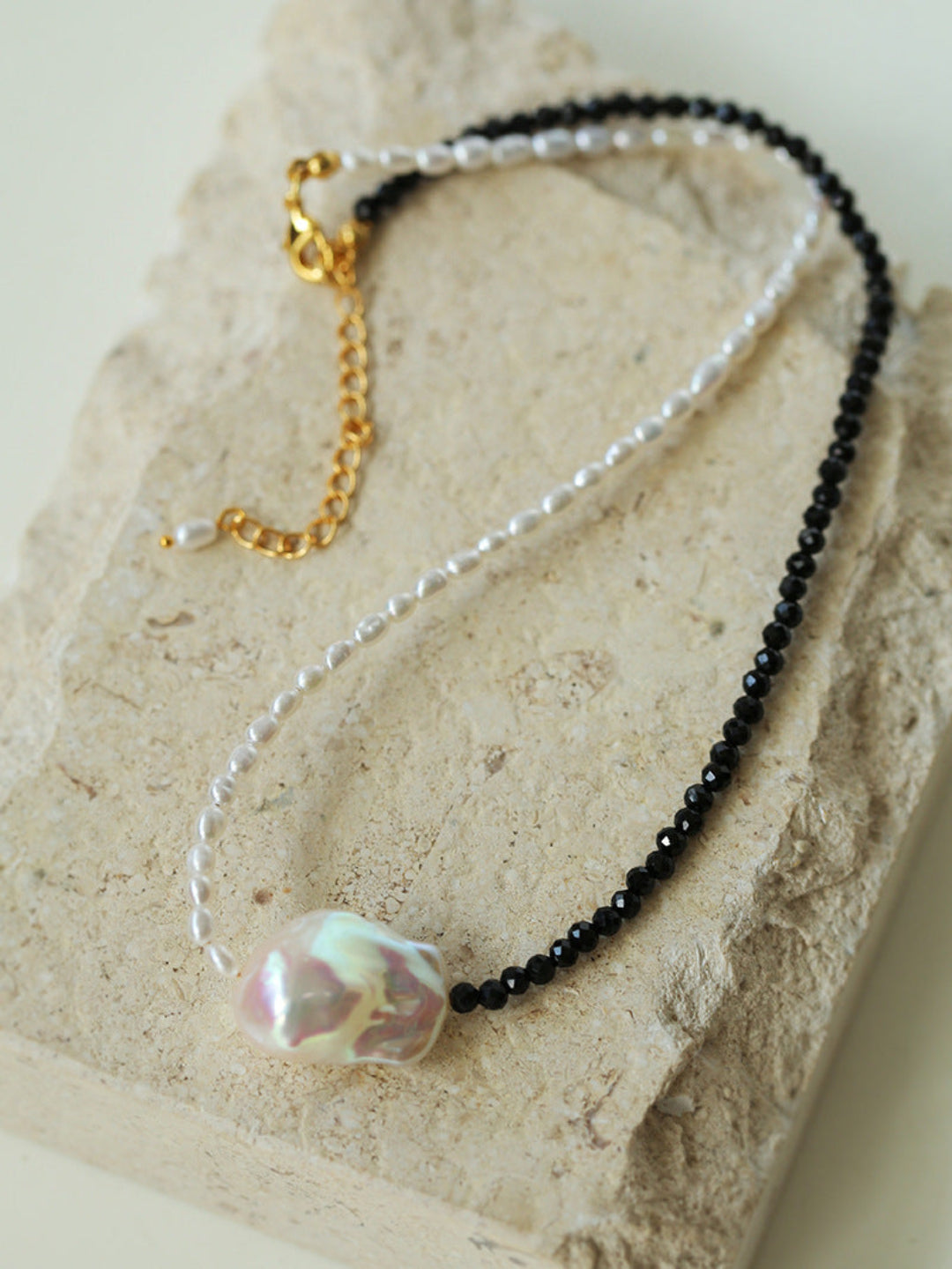 Gembea Jewelry Baroque Pearl Black Spinel Necklace