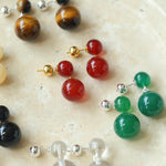 Double Ball Crystal Agate Stone Earrings - Gembea Jewelry