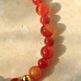 Primary Red Agate Round Beaded Bracelet - Gembea Jewelry