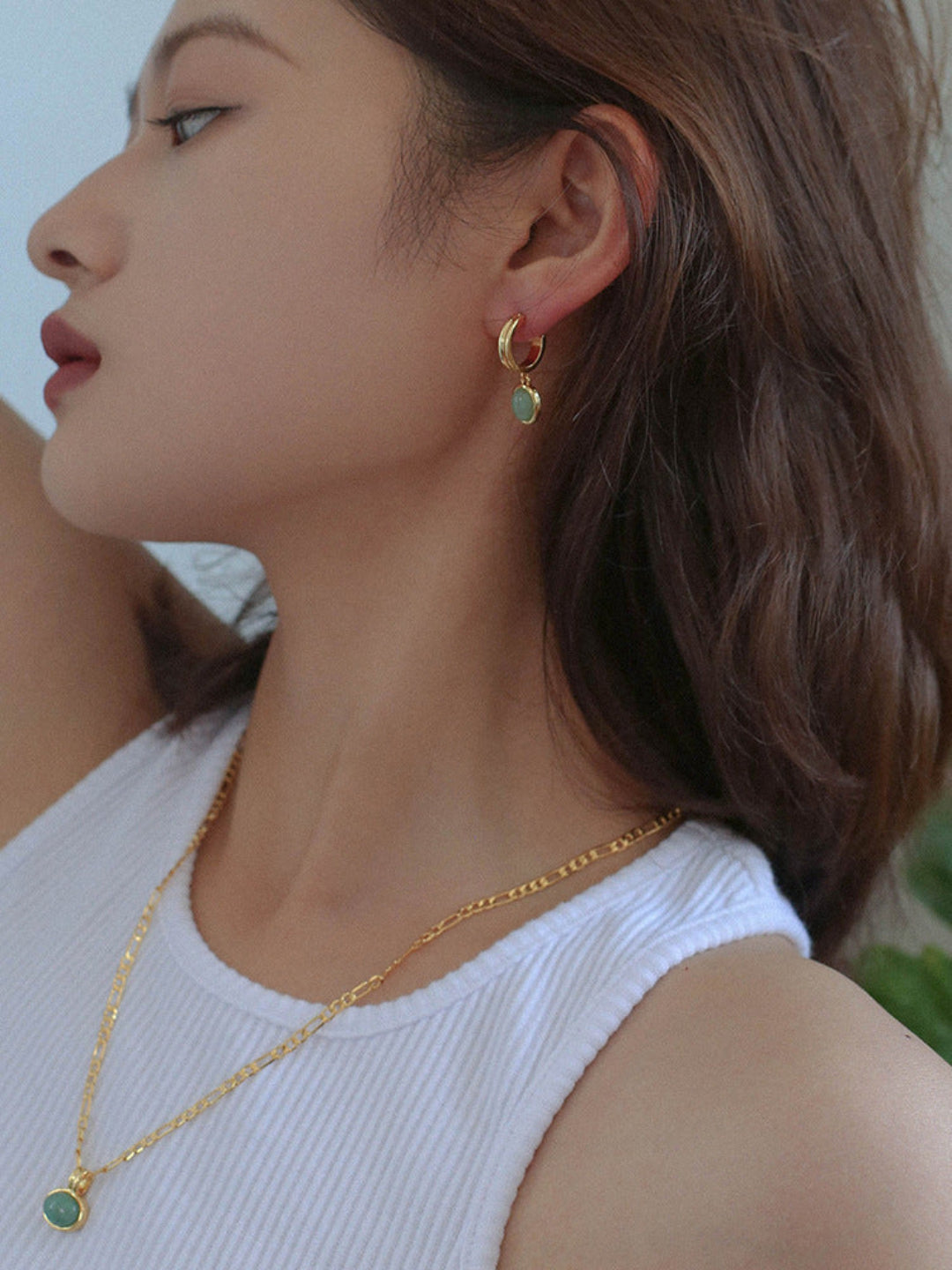 Gembea Jewely Dongling Gemstone Drop Earrings