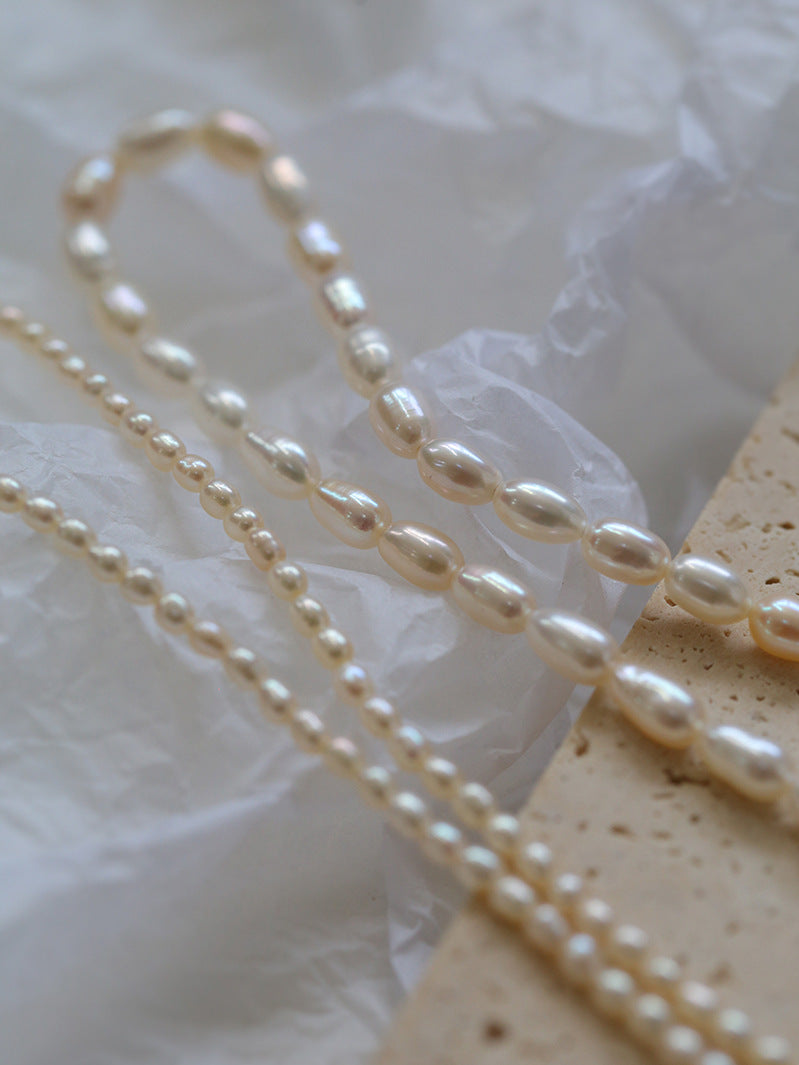 Minimalist Rice Pearl Beaded Necklace-Gembea Jewelry