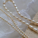 Minimalist Rice Pearl Beaded Necklace-Gembea Jewelry