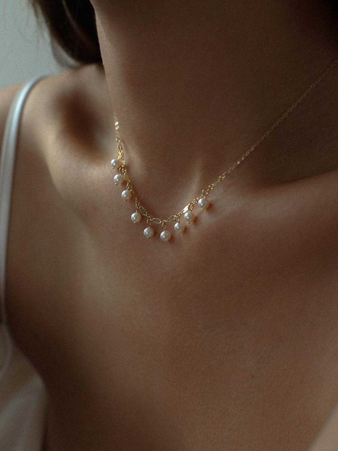 Love and the City B Model Chain Pearl Necklace - Gembea Jewelry