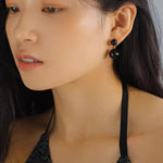 Double Ball Crystal Agate Stone Earrings - Gembea Jewelry