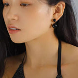 Double Ball Crystal Agate Stone Earrings - Gembea Jewelry