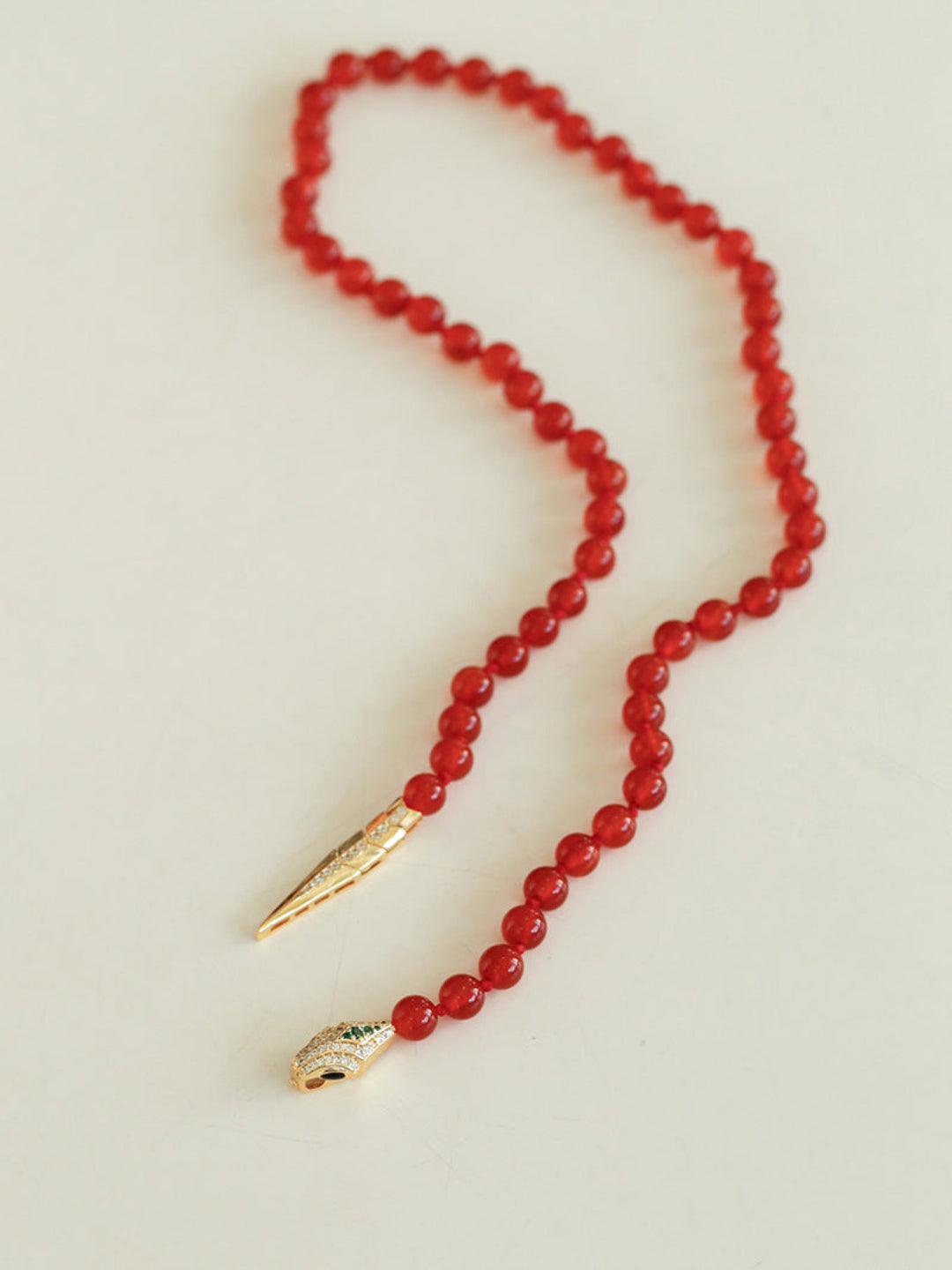 Red and Green Agate Snake Necklace - Gembea Jewelry