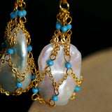 Spring Heartbeat Blue Turquoise Baroque Earrings - Gembea Jewelry