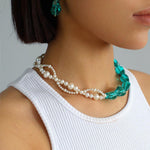 Blue Glazed Pearl Drop Earrings - Gembea Jewelry
