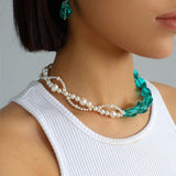 Blue Glazed Pearl Drop Earrings - Gembea Jewelry