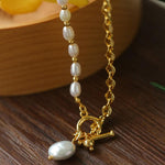 Y-shape Spliced Chain Pearl Necklace - Gembea Jewelry