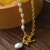 Y-shape Spliced Chain Pearl Necklace - Gembea Jewelry