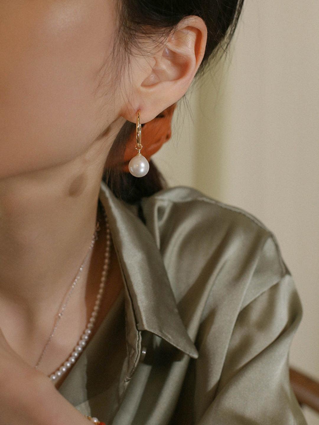 Love and The City Pearl Hoop Earrings - Gembea Jewelry