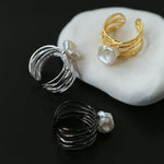 Multilayer Sterling Silver Pearl Ring - Gembea Jewelry