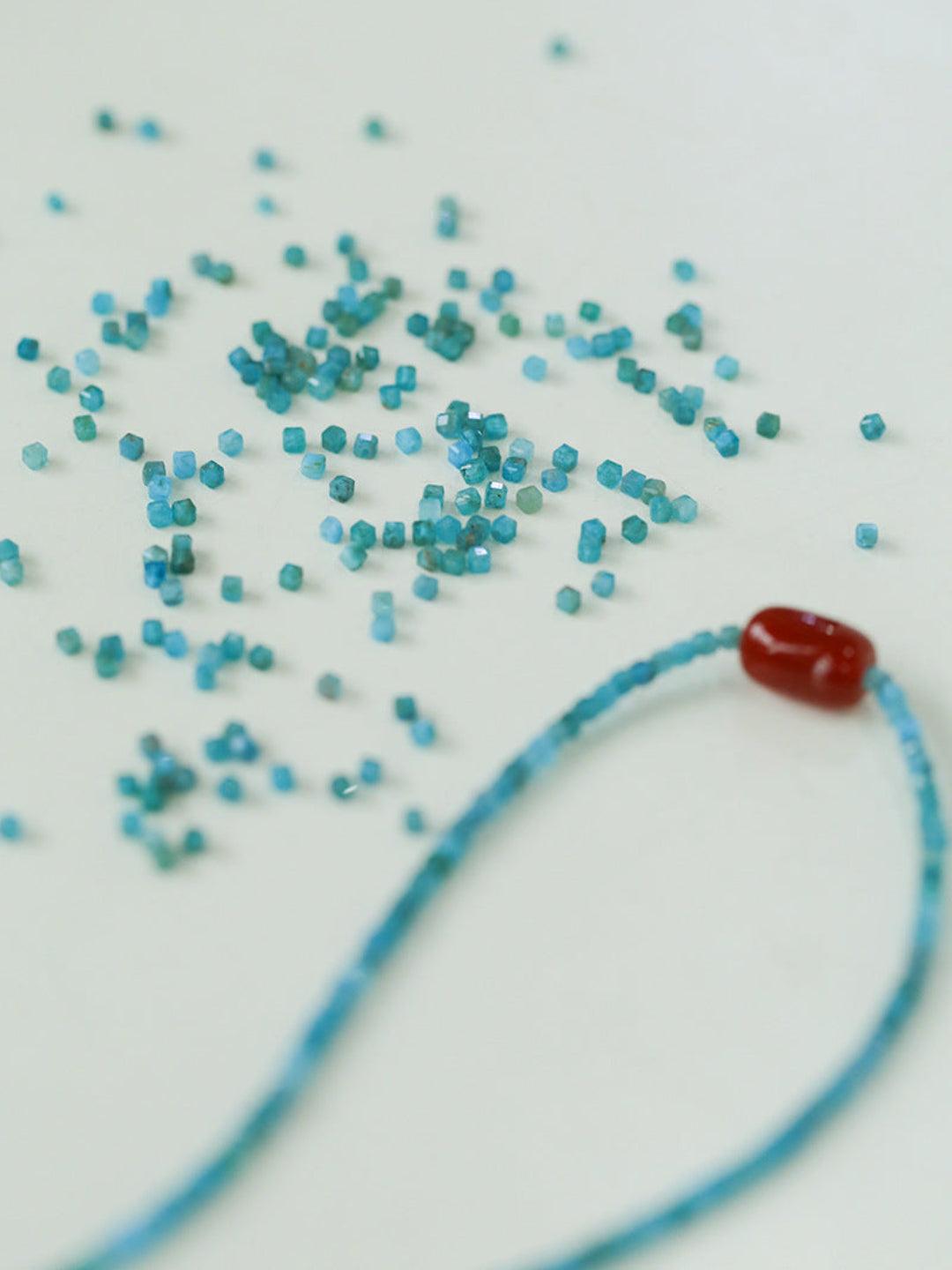 Blue Phosphorus Gray Agate Beaded Necklace - Gembea Jewelry