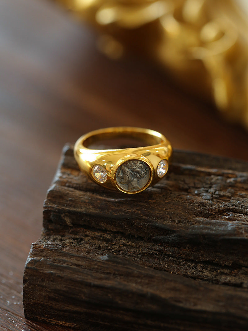 Style B Vintage Antique Coin Narcissus Gold Ring-Gembea Jewelry
