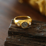 Style B Vintage Antique Coin Narcissus Gold Ring-Gembea Jewelry