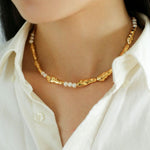 Geometric Irregular Metal Pearl Necklace - Gembea Jewelry