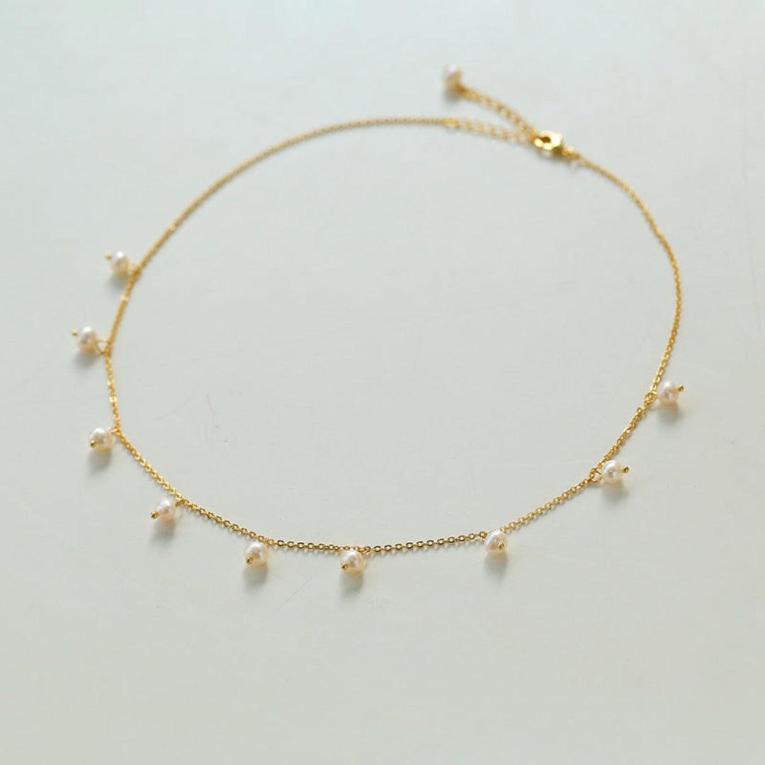 Overlay Natural Pearl Pendant Necklace - Gembea Jewelry