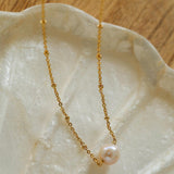 Overlay Natural Pearl Pendant Necklace - Gembea Jewelry
