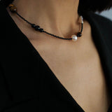 Sea's Embrace Series Pearl Black Agate Necklace - Gembea Jewelry