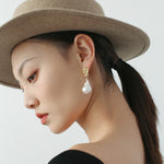 Gembea Jewelry Metal Lava Baroque Pearl Drop Earrings