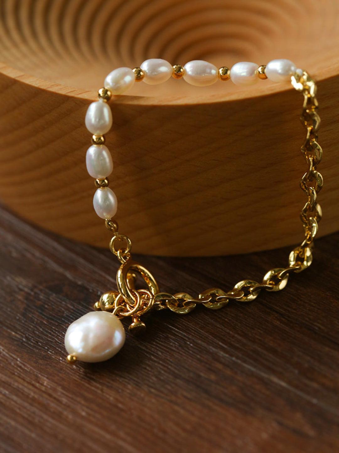 Y-shape Spliced Chain Pearl Bracelet - Gembea Jewelry