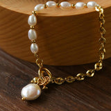 Y-shape Spliced Chain Pearl Bracelet - Gembea Jewelry