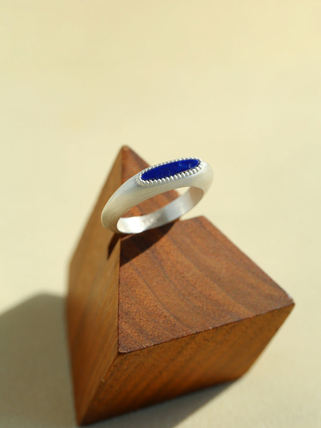 Gembea Jewelry Silver Brushed Oval Natural Stone Ring