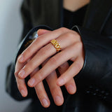 Wide Version Watch Chain Metal Open Ring - Gembea Jewelry