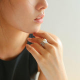 Multilayer Sterling Silver Pearl Ring - Gembea Jewelry