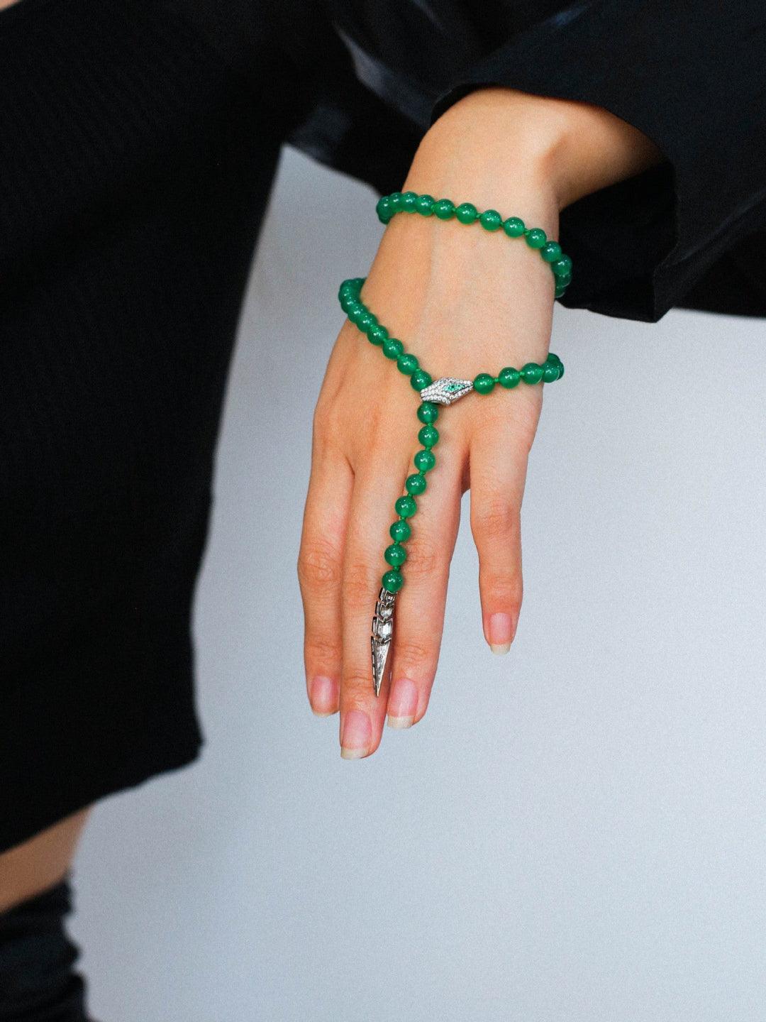 Red and Green Agate Snake Necklace - Gembea Jewelry