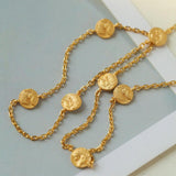Overlay Embossed Mini Gold Coin Necklace - Gembea Jewelry