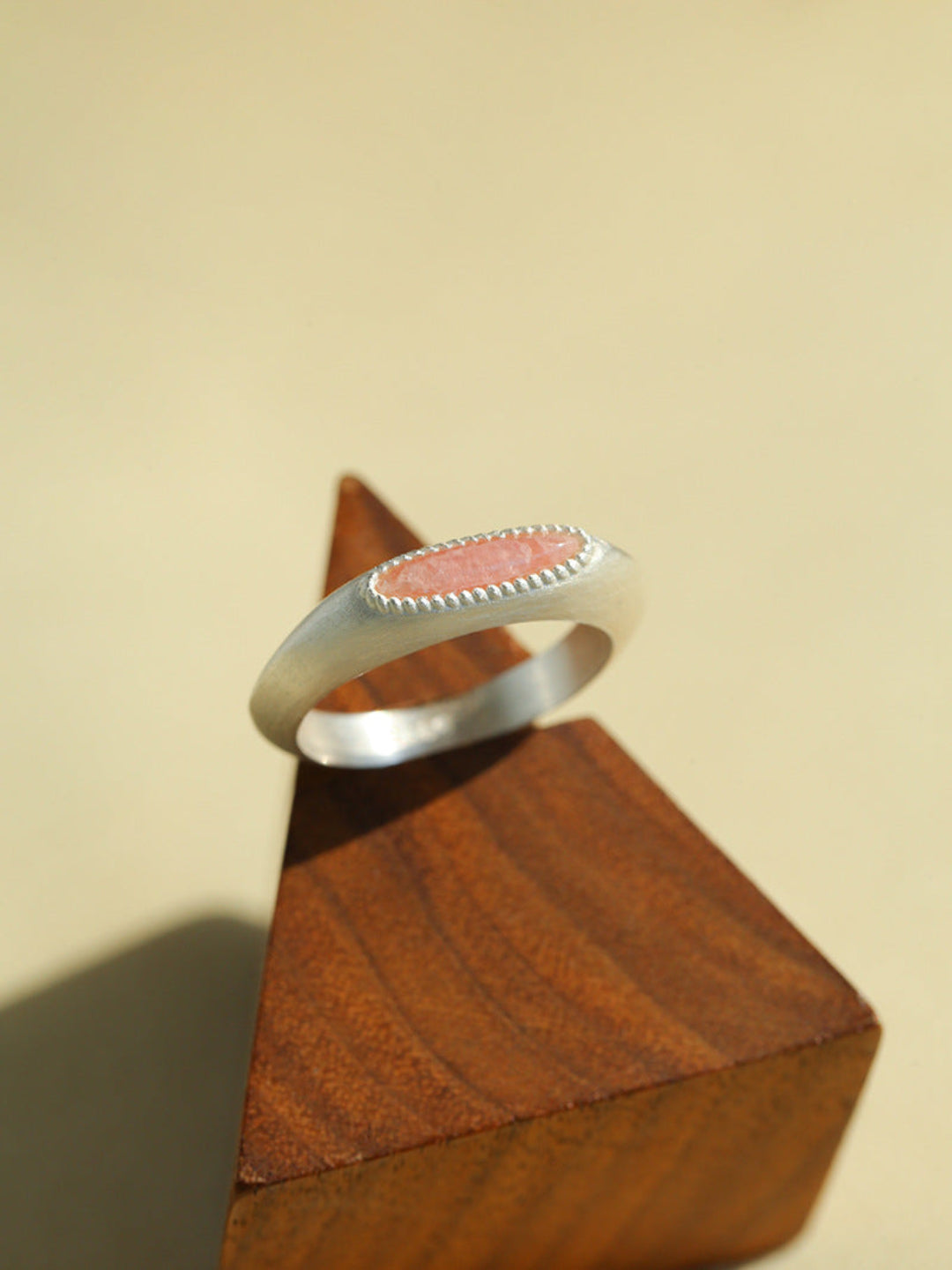 Gembea Jewelry Silver Brushed Oval Natural Stone Ring